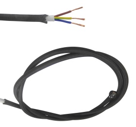 D0424  Cavo 1m Black Braided 3 Core 0.75mm Cable